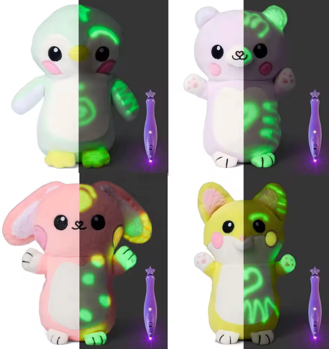 ✨🧸Glow-in-the-Dark Plush Toy with Magic UV Light Pen