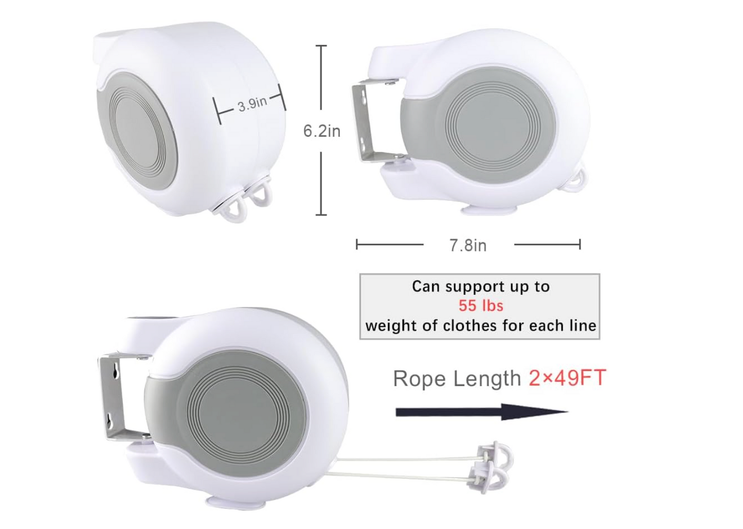 Wall Mount Retractable Double Clothing Line