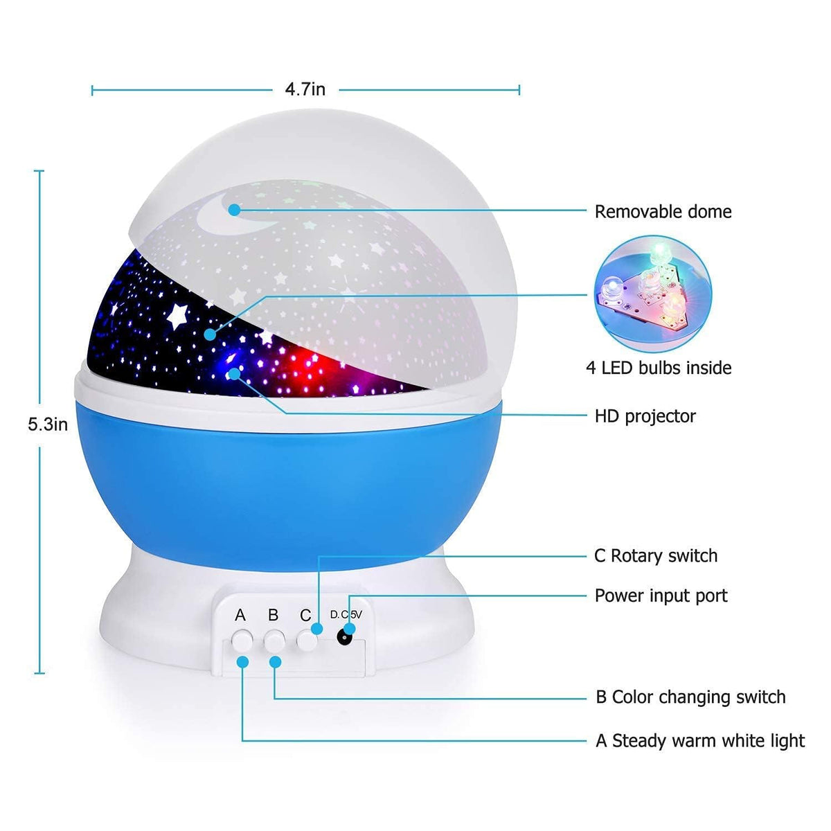 Star Master Galaxy Projector Night Lamp – 360° Rotating LED