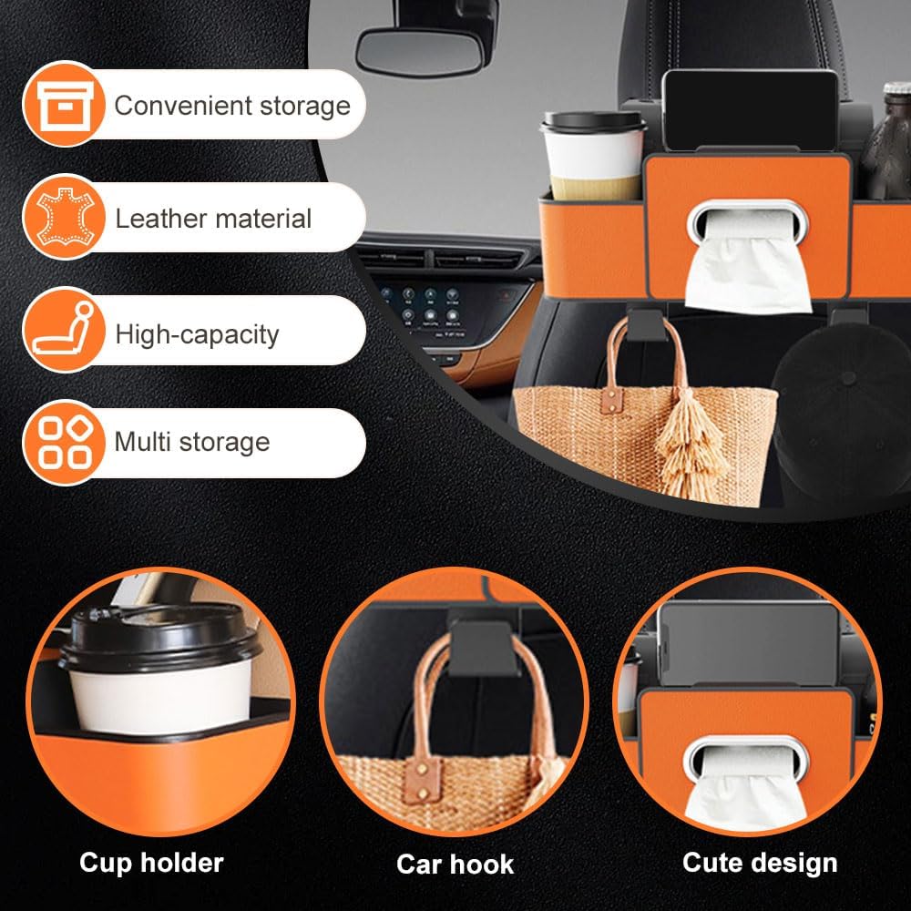 💎🥤 Premium Universal Car Backrest Storage Box & Organizer ✨🚗