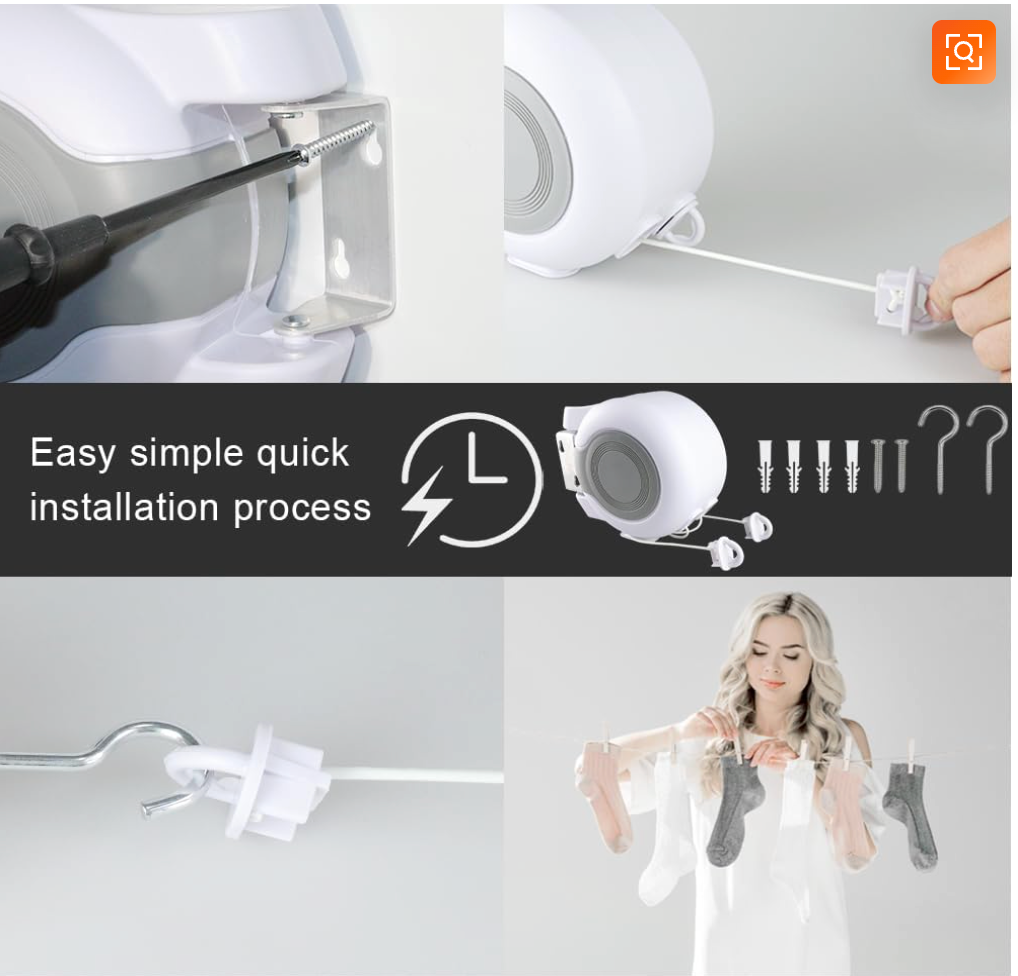 Wall Mount Retractable Double Clothing Line