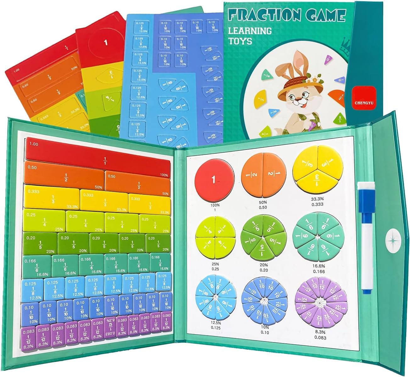 🧮Fraction Fun: Magnetic Educational Puzzle Book for Early Learners!🧠✨
