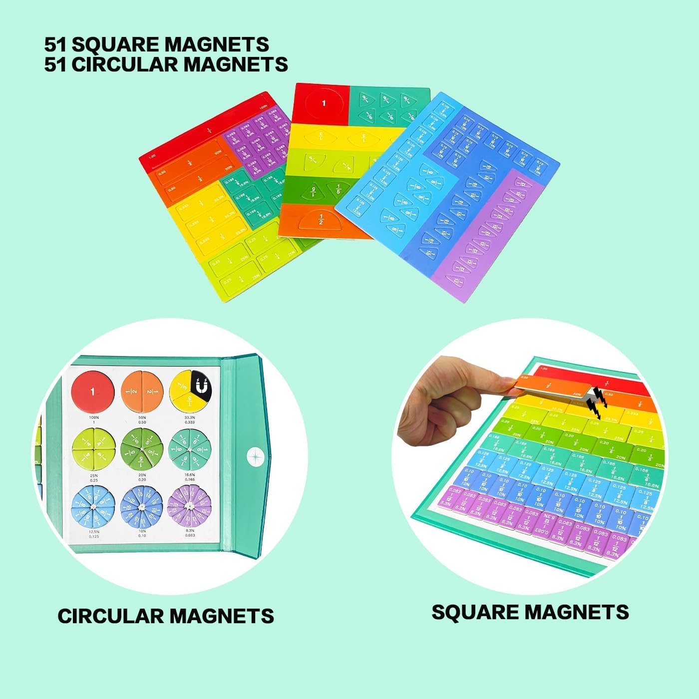 🧮Fraction Fun: Magnetic Educational Puzzle Book for Early Learners!🧠✨