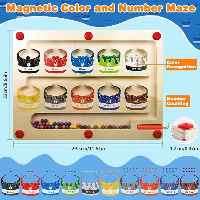 🧲 🎨Magnetic Colour & Number Maze Board Toy