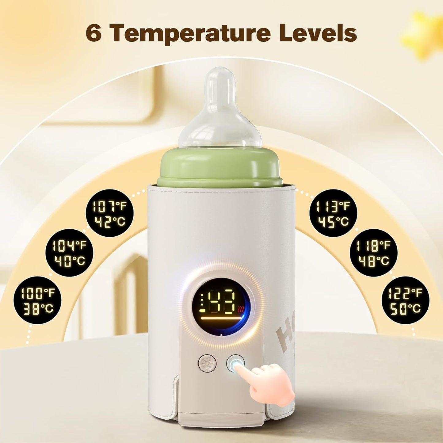 👩🍼Portable 6-Level Baby Bottle Warmer | Fast, Safe & Travel-Friendly Milk Warmer