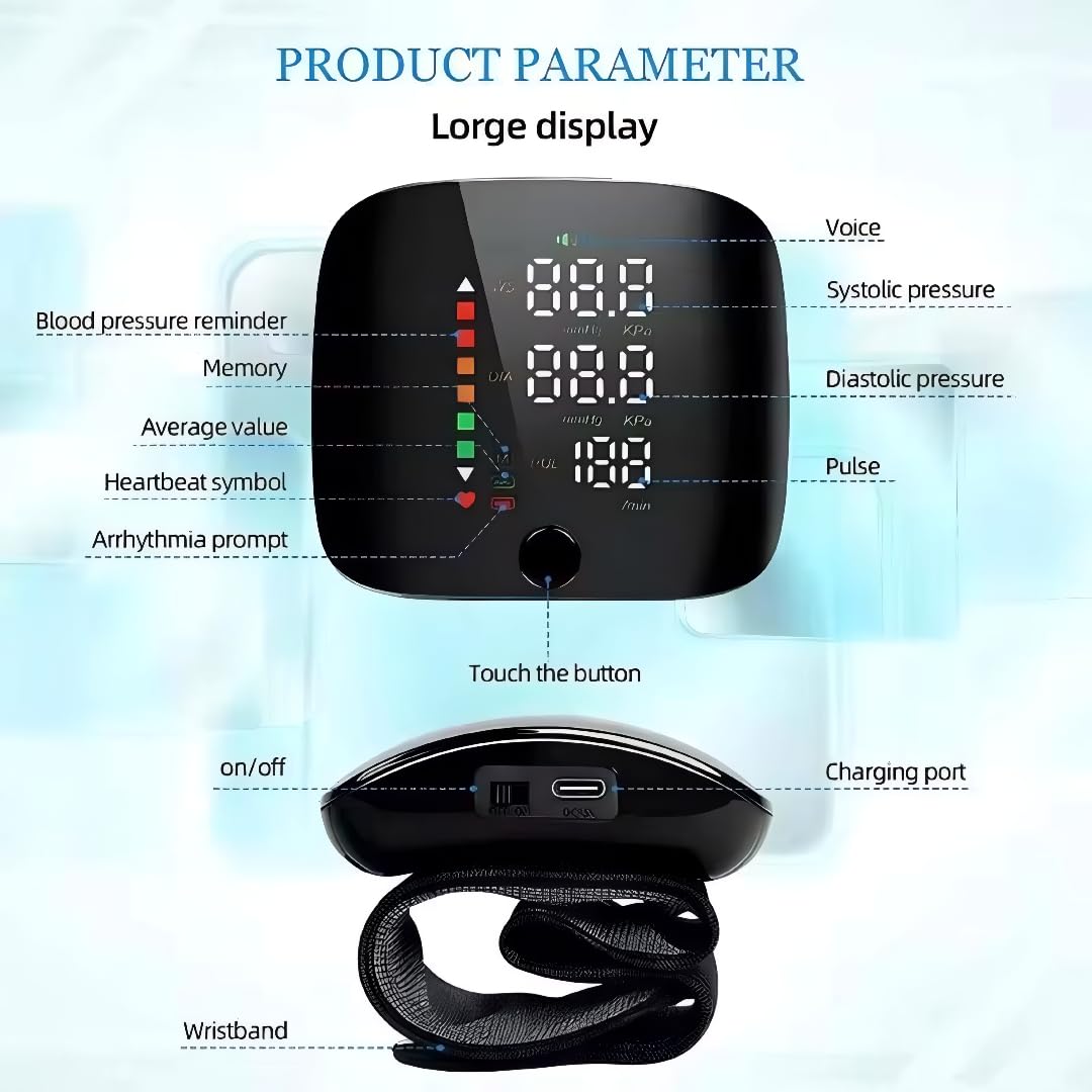 Rechargeable Wrist Blood Pressure Monitor Device