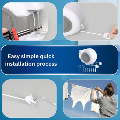 Wall Mount Retractable Double Clothing Line