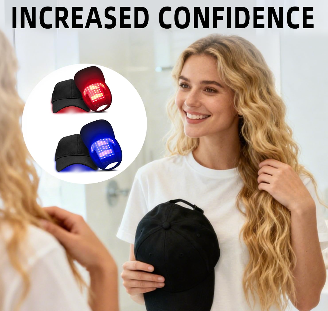 Dermatologist Recommended*** Laser Hair Growth Cap - Red & Blue Light Therapy for Hair Regrowth, Full Scalp Coverage Treatment for Men & Women