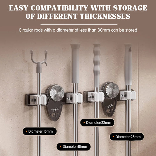 🧹 Self-Adhesive Wall Mount Mop & Broom Gripper
